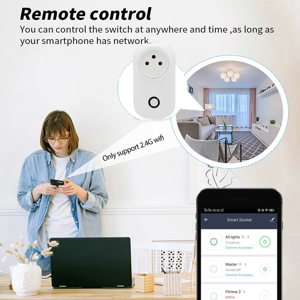 Tuya Smart Socket Israel Plug 16A Power Monitor Wifi Light Switch Smart Life Remote Control Outlet for Alexa, Google Assistant