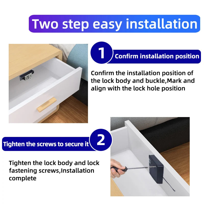 RFID Smart Drawer Storage Cabinet Lock, Battery Driven Low Battery Reminder, Can Be Set to Open Multiple Locks with One Card